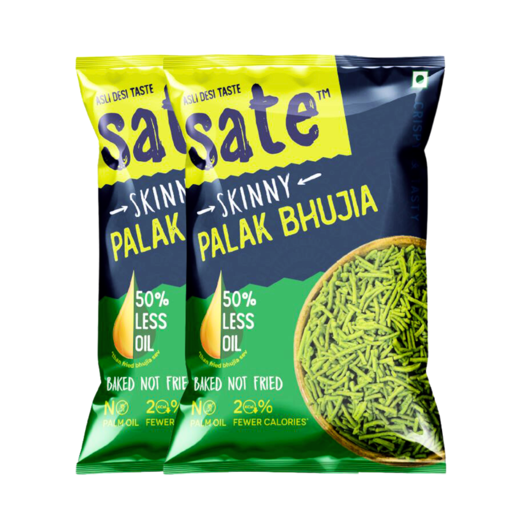 Palak Bhujia (Pack of 2) - Baked Namkeen, a low calorie healthy namkeen Snack.
