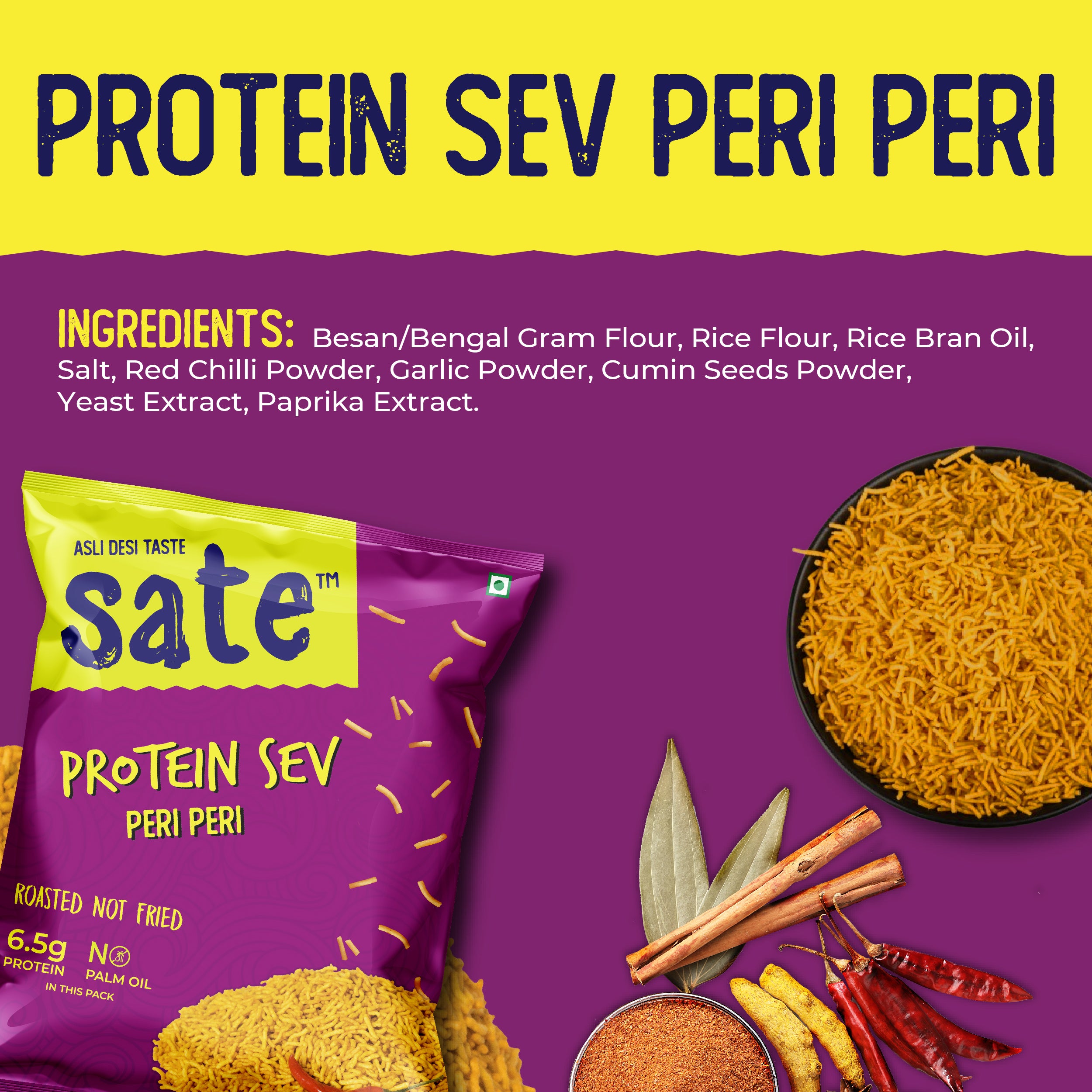 Description for ingredients of Peri Peri Protein Sev