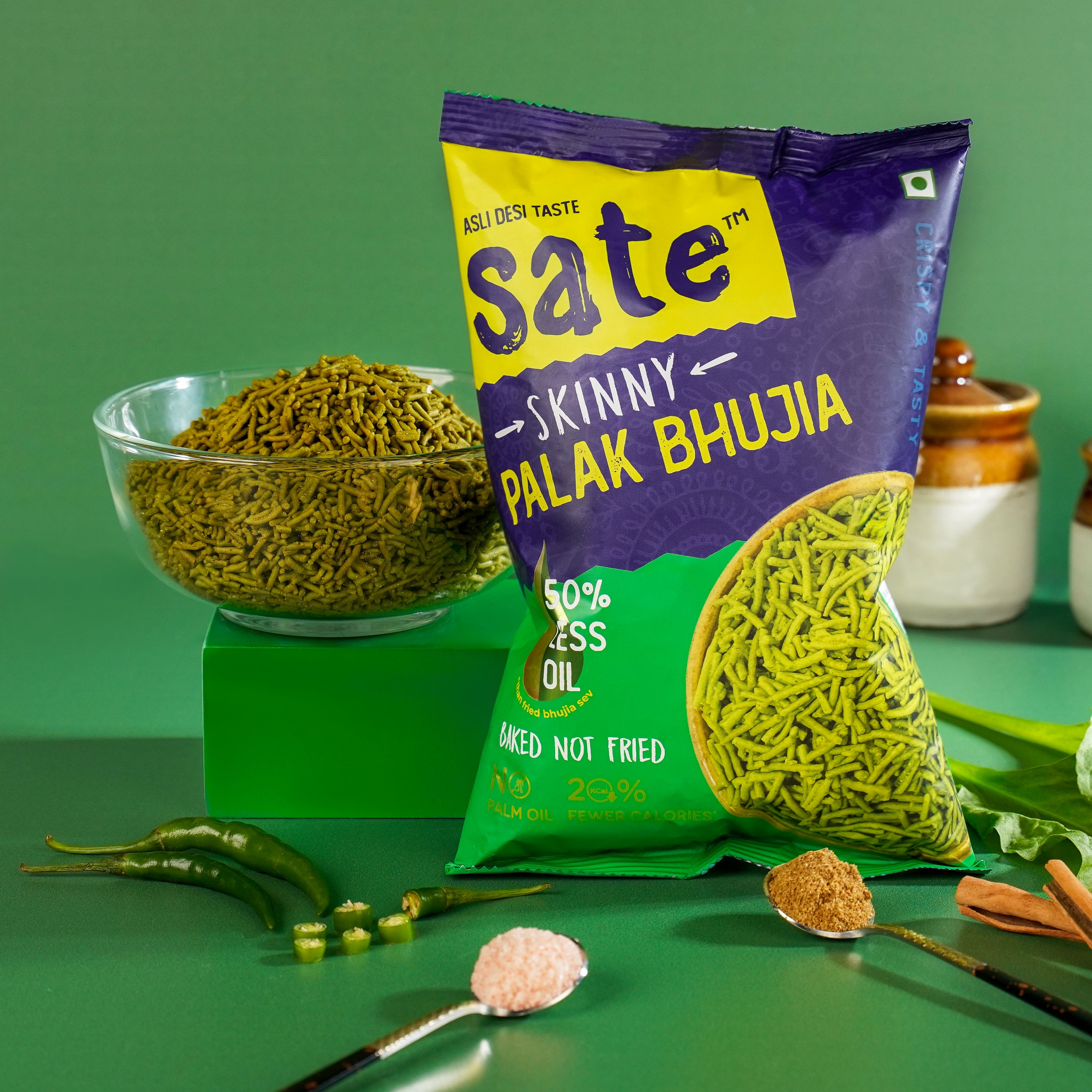 Pack of Protein rich evening snacks - Palak Bhujia