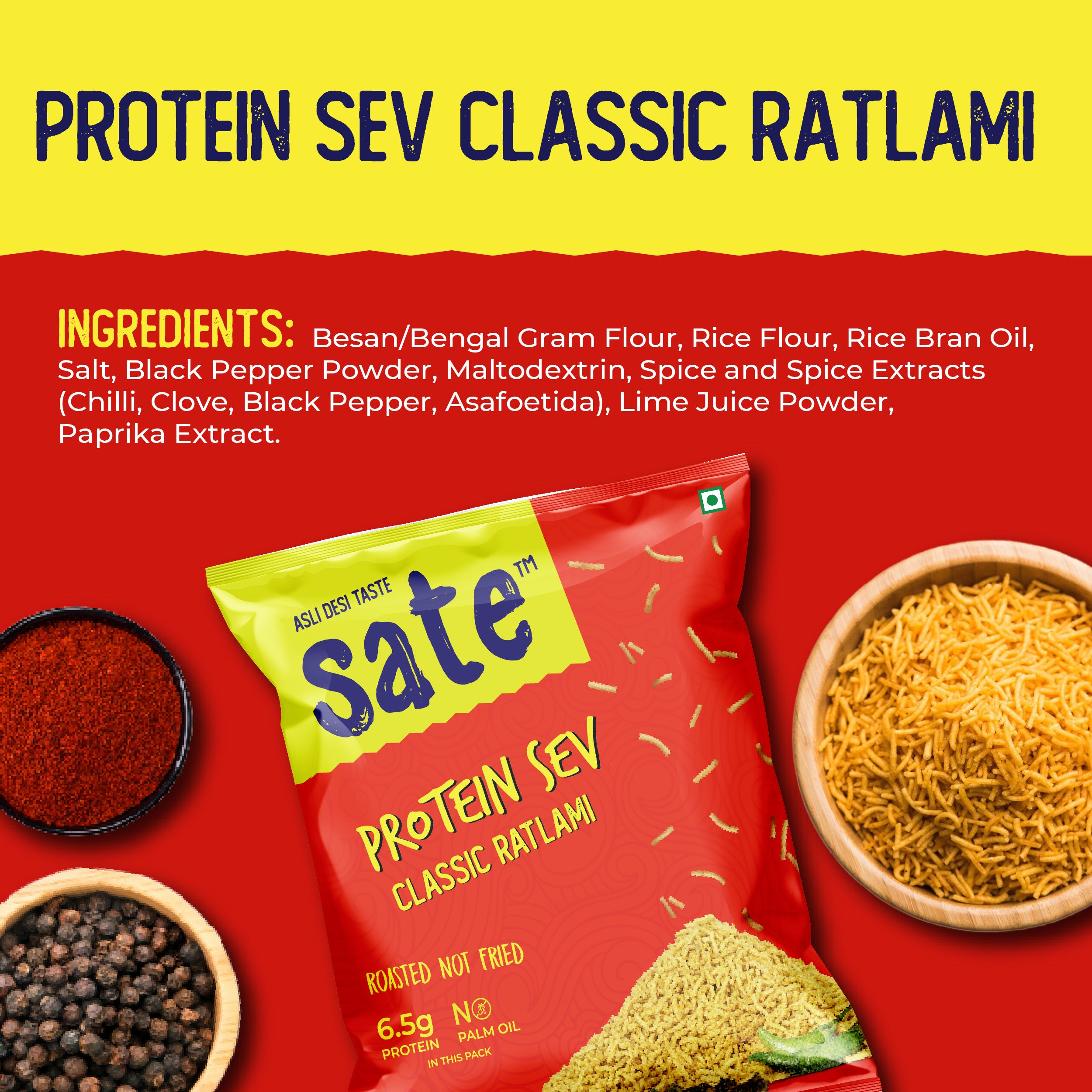 Nutritious Indian snacks - Protein Sev Classic Ratlami