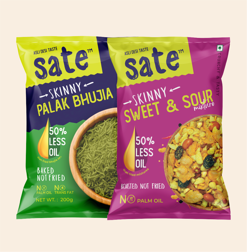 Skinny Palak Bhujia and Sweet & Sour Mixture Pack of 2